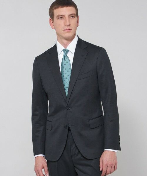 MACKINTOSH LONDON(MENS) / マッキントッシュ ロンドン 　メンズ ノーカラージャケット | 【FLEX JERSEY】ハイゲージジャカードグレンチェックセットアップジャケット（ダークネイビー）