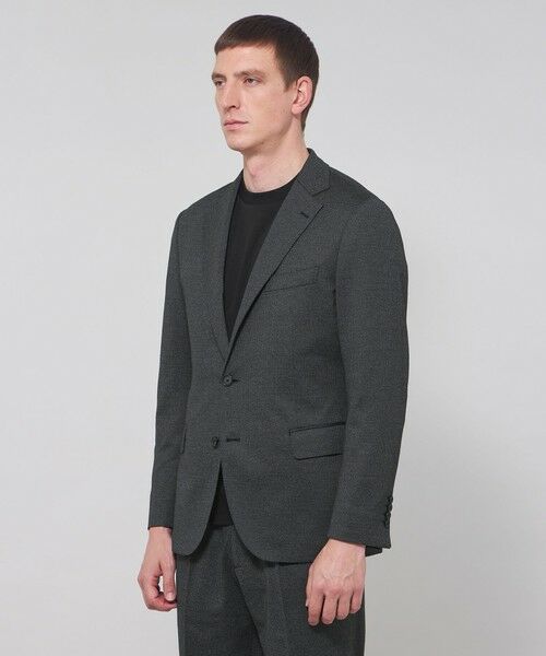 MACKINTOSH LONDON(MENS) / マッキントッシュ ロンドン 　メンズ ノーカラージャケット | 【FLEX JERSEY】ハイゲージジャカードハウンドトゥースセットアップジャケット | 詳細4