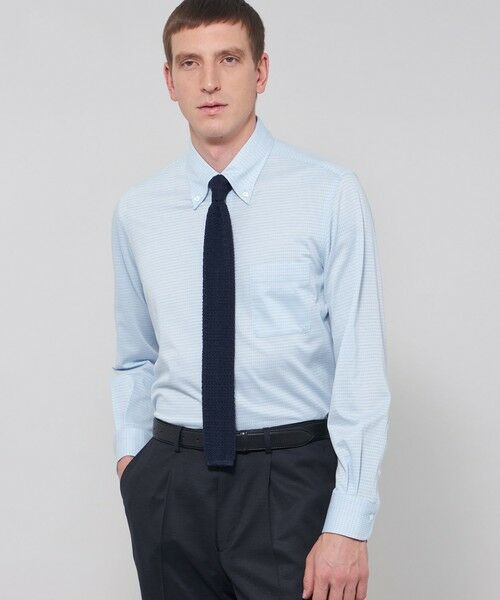 MACKINTOSH LONDON(MENS) / マッキントッシュ ロンドン 　メンズ シャツ・ブラウス | 【FLEX JERSEY】千鳥ジャカードジャージーシャツ（ブルー4）