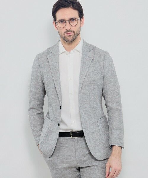 MACKINTOSH LONDON(MENS) / マッキントッシュ ロンドン 　メンズ ノーカラージャケット | 【BREASY JACKET】LENO CLOTH セットアップジャケット（グレー）