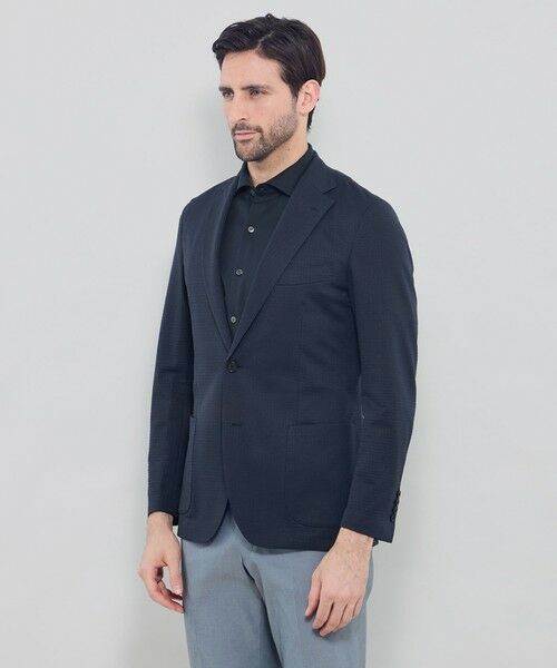 MACKINTOSH LONDON(MENS) / マッキントッシュ ロンドン 　メンズ ノーカラージャケット | 【FLEX JERSEY】ハウンドトゥースサッカージャージージャケット | 詳細4