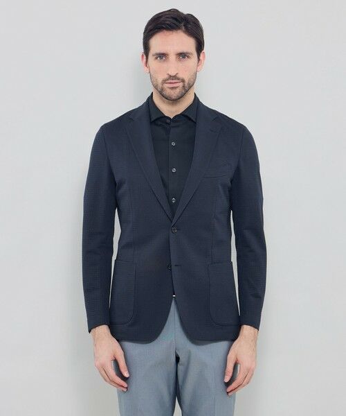 MACKINTOSH LONDON(MENS) / マッキントッシュ ロンドン 　メンズ ノーカラージャケット | 【FLEX JERSEY】ハウンドトゥースサッカージャージージャケット | 詳細3