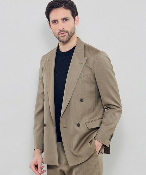 MACKINTOSH LONDON(MENS) / マッキントッシュ ロンドン 　メンズ ノーカラージャケット | 【TOGNA/トーニャ】ソラーロへリンボン ダブルブレステッド4Bジャケット（ベージュ5）