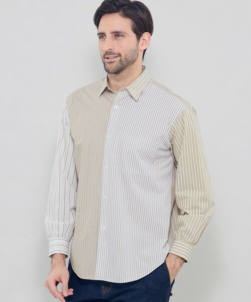 MACKINTOSH LONDON(MENS) / マッキントッシュ ロンドン 　メンズ シャツ・ブラウス | クレイジーパターンストライプ  レギュラーカラーシャツ（ブラウン）