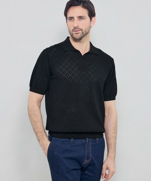 MACKINTOSH LONDON(MENS) / マッキントッシュ ロンドン 　メンズ ニット・セーター | ランダムアイレットスキッパーニットポロ（ブラック）