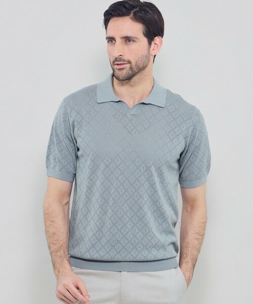 MACKINTOSH LONDON(MENS) / マッキントッシュ ロンドン 　メンズ ニット・セーター | ランダムアイレットスキッパーニットポロ（ブルー5）