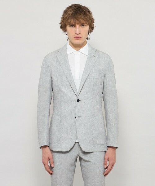 MACKINTOSH LONDON(MENS) / マッキントッシュ ロンドン 　メンズ ノーカラージャケット | 【WEB・一部店舗限定】【BREASY JACKET】メランジメッシュジャージーセットアップジャケット | 詳細4