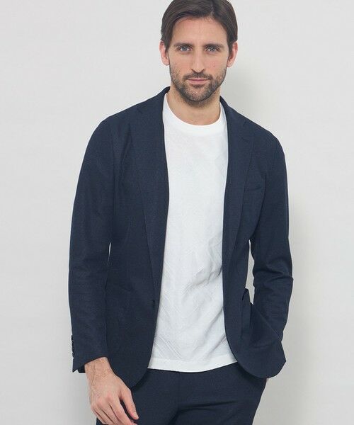 MACKINTOSH LONDON(MENS) / マッキントッシュ ロンドン 　メンズ ノーカラージャケット | 【WEB・一部店舗限定】【BREASY JACKET】メランジメッシュジャージーセットアップジャケット（ネイビー）