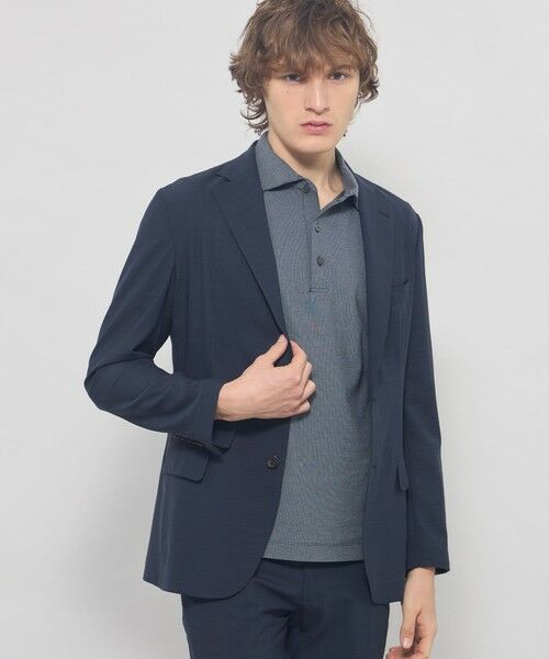 MACKINTOSH LONDON(MENS) / マッキントッシュ ロンドン 　メンズ ノーカラージャケット | 【LEON掲載】【BREASY JACKET】super light weight セットアップジャケット（ネイビー）