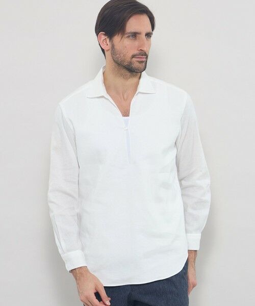 MACKINTOSH LONDON(MENS) / マッキントッシュ ロンドン 　メンズ シャツ・ブラウス | ストレッチリネンカプリシャツ（オフホワイト）