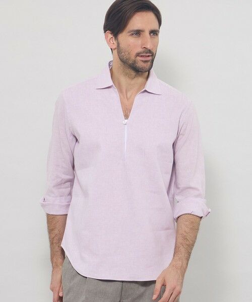 MACKINTOSH LONDON(MENS) / マッキントッシュ ロンドン 　メンズ シャツ・ブラウス | ストレッチリネンカプリシャツ（パープル4）