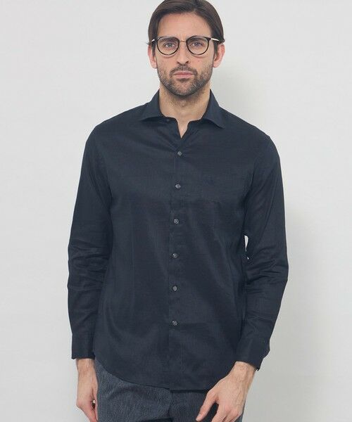 MACKINTOSH LONDON(MENS) / マッキントッシュ ロンドン メンズ シャツ・ブラウス | ストレッチリネンワイドカラーシャツ(ネイビー)