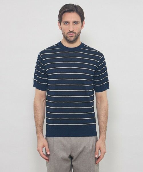 MACKINTOSH LONDON(MENS) / マッキントッシュ ロンドン 　メンズ ニット・セーター | 【LEON掲載】リネンボーダーニットTシャツ | 詳細4