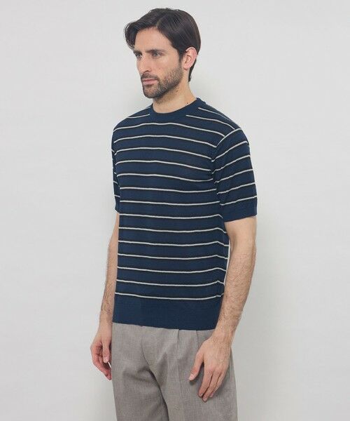 MACKINTOSH LONDON(MENS) / マッキントッシュ ロンドン 　メンズ ニット・セーター | 【LEON掲載】リネンボーダーニットTシャツ | 詳細5