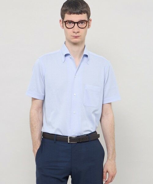 MACKINTOSH LONDON(MENS) / マッキントッシュ ロンドン 　メンズ シャツ・ブラウス | 【FLEX JERSEY】ハイツイストジャージー半袖ワンピースカラーシャツ（パープル4）