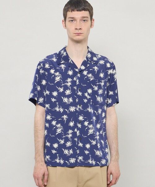 MACKINTOSH LONDON(MENS) / マッキントッシュ ロンドン 　メンズ シャツ・ブラウス | 【WEB・一部店舗限定】プラムツリープリント半袖オープンカラーシャツ（ネイビー）