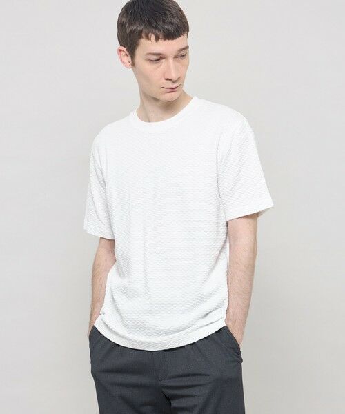 MACKINTOSH LONDON(MENS) / マッキントッシュ ロンドン メンズ カットソー | シャーリングジャカードTシャツ(ホワイト)