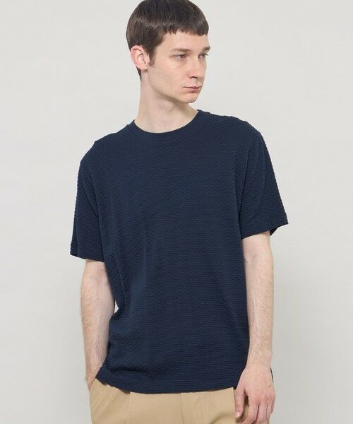 MACKINTOSH LONDON(MENS) / マッキントッシュ ロンドン メンズ カットソー | シャーリングジャカードTシャツ(ネイビー)