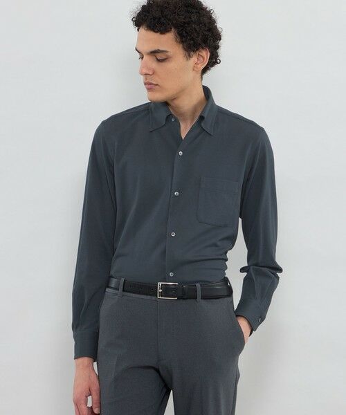 MACKINTOSH LONDON(MENS) / マッキントッシュ ロンドン メンズ シャツ・ブラウス | 【FLEX JERSEY】交編鹿の子ジャージー ワンピースカラーシャツ(ダークネイビー)
