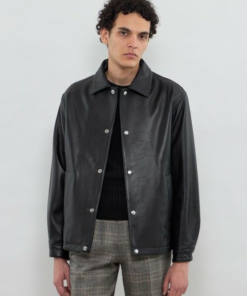 MACKINTOSH LONDON(MENS) / マッキントッシュ ロンドン メンズ ブルゾン | 【Weather proofed Leather】レザーコーチジャケット(ブラック)