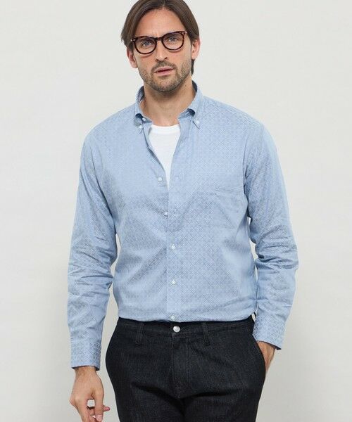 MACKINTOSH LONDON(MENS) / マッキントッシュ ロンドン 　メンズ シャツ・ブラウス | マイクロアンドリュージャカードボタンダウンシャツ（ブルー4）