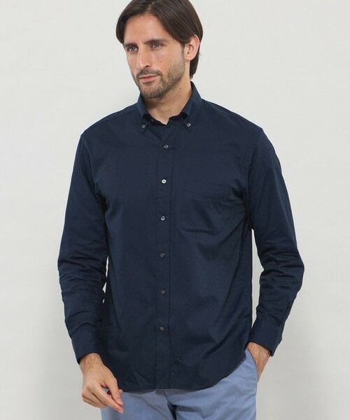 MACKINTOSH LONDON(MENS) / マッキントッシュ ロンドン 　メンズ シャツ・ブラウス | マイクロアンドリュージャカードボタンダウンシャツ（ネイビー）