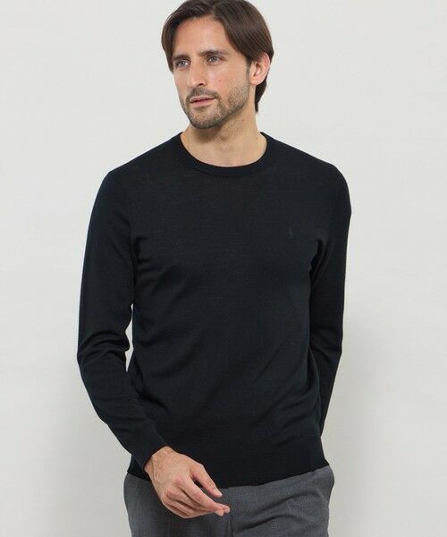 MACKINTOSH LONDON(MENS) / マッキントッシュ ロンドン 　メンズ ニット・セーター | 14ゲージウォッシャブルウールクルーネックニット（ブラック）