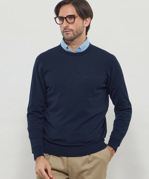 MACKINTOSH LONDON(MENS) / マッキントッシュ ロンドン 　メンズ ニット・セーター | 14ゲージウォッシャブルウールクルーネックニット（ネイビー）