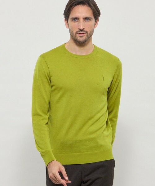 MACKINTOSH LONDON(MENS) / マッキントッシュ ロンドン 　メンズ ニット・セーター | 14ゲージウォッシャブルウールクルーネックニット（グリーン2）