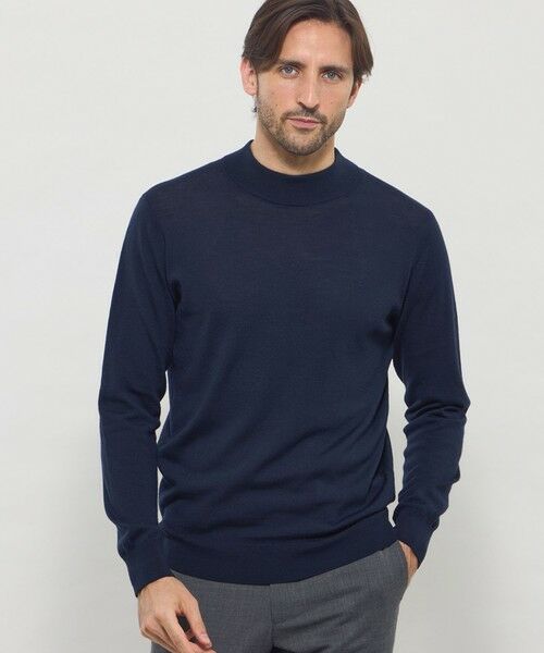 MACKINTOSH LONDON(MENS) / マッキントッシュ ロンドン 　メンズ ニット・セーター | 14ゲージウォッシャブルウールモックネックニット（ネイビー）