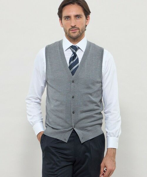 MACKINTOSH LONDON(MENS) / マッキントッシュ ロンドン 　メンズ ニット・セーター | 14ゲージウォッシャブルウールニットベスト（グレー系1）