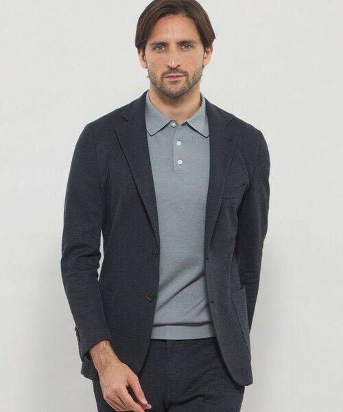 MACKINTOSH LONDON(MENS) / マッキントッシュ ロンドン 　メンズ ノーカラージャケット | 【WEB・一部店舗限定】【FLEX JERSEY】ホップサックジャージーセットアップジャケット（ダークネイビー）