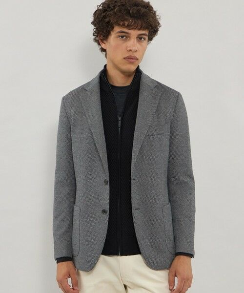 MACKINTOSH LONDON(MENS) / マッキントッシュ ロンドン メンズ ノーカラージャケット | 【FLEX JERSEY】バーズアイジャージージャケット(グレー系2)