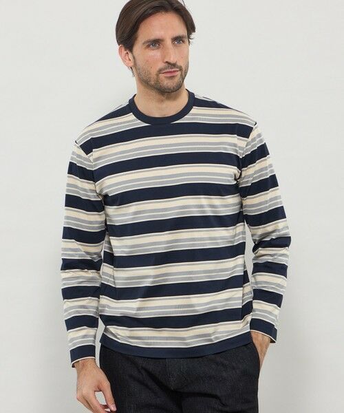 MACKINTOSH LONDON(MENS) / マッキントッシュ ロンドン メンズ カットソー | ラガーボーダーロングスリーブTシャツ(ブルー4)