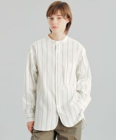 GREY LABEL ストライプバンドカラーシャツ