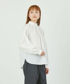 GREY LABEL ギャザースタンドブラウス