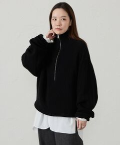 GREY LABEL ハーフジップローゲージニット