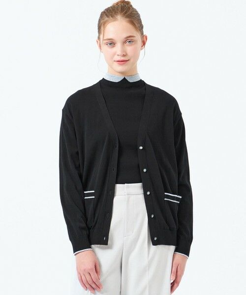 MACKINTOSH PHILOSOPHY/マッキントッシュ フィロソフィー トリミングカラーVネックカーディガン ブラック1 38 MACKINTOSH PHILOSOPHY/マッキントッシュ フィロソフィー トリミングカラーVネックカーディガン ブラック1 38