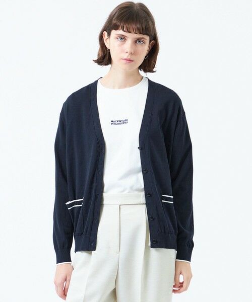 MACKINTOSH PHILOSOPHY/マッキントッシュ フィロソフィー トリミングカラーVネックカーディガン ネイビー3 38 MACKINTOSH PHILOSOPHY/マッキントッシュ フィロソフィー トリミングカラーVネックカーディガン ネイビー3 38