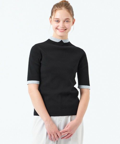 MACKINTOSH PHILOSOPHY/マッキントッシュ フィロソフィー 【ヨンアTV/YouTube掲載】【2025年春夏モデル】Cleric Collar Knit ハーフスリーブ ブラック1 38 MACKINTOSH PHILOSOPHY/マッキントッシュ フィロソフィー 【ヨンアTV/YouTube掲載】【2025年春夏モデル】Cleric Collar Knit ハーフスリーブ ブラック1 38