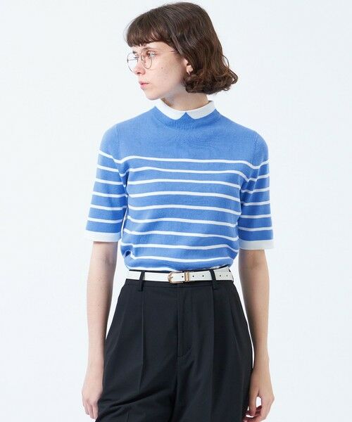 MACKINTOSH PHILOSOPHY/マッキントッシュ フィロソフィー 【ヨンアTV/YouTube掲載】【2025年春夏モデル】Cleric Collar Knit ハーフスリーブ ブルー6 36 MACKINTOSH PHILOSOPHY/マッキントッシュ フィロソフィー 【ヨンアTV/YouTube掲載】【2025年春夏モデル】Cleric Collar Knit ハーフスリーブ ブルー6 36