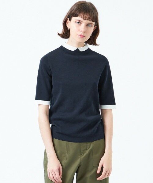 MACKINTOSH PHILOSOPHY/マッキントッシュ フィロソフィー 【ヨンアTV/YouTube掲載】【2025年春夏モデル】Cleric Collar Knit ハーフスリーブ ネイビー3 38 MACKINTOSH PHILOSOPHY/マッキントッシュ フィロソフィー 【ヨンアTV/YouTube掲載】【2025年春夏モデル】Cleric Collar Knit ハーフスリーブ ネイビー3 38