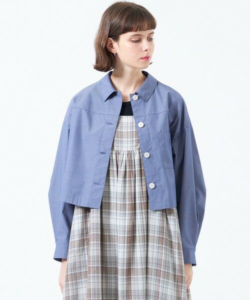 MACKINTOSH PHILOSOPHY/マッキントッシュ フィロソフィー クロップドシャツブルゾン ブルー6 38 MACKINTOSH PHILOSOPHY/マッキントッシュ フィロソフィー クロップドシャツブルゾン ブルー6 38