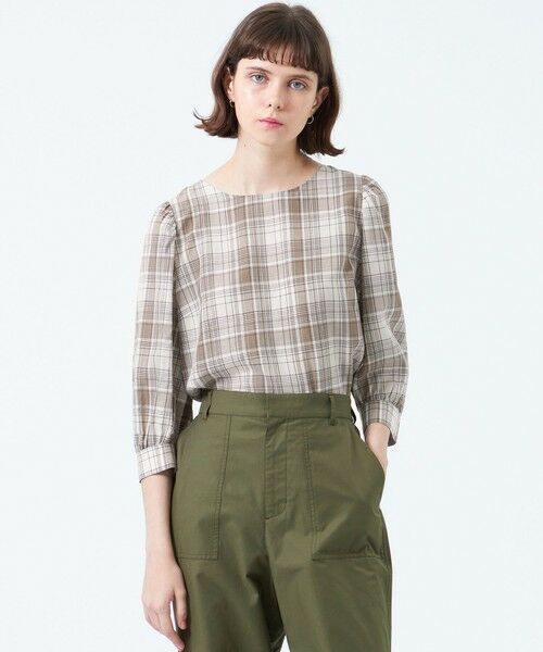 MACKINTOSH PHILOSOPHY/マッキントッシュ フィロソフィー タータンチェックギャザースリーブブラウス ベージュ1 38 MACKINTOSH PHILOSOPHY/マッキントッシュ フィロソフィー タータンチェックギャザースリーブブラウス ベージュ1 38