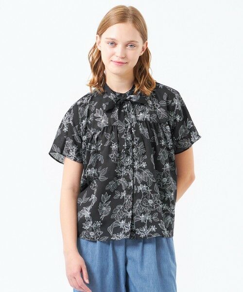 MACKINTOSH PHILOSOPHY/マッキントッシュ フィロソフィー ドローイングフラワーボウタイブラウス ブラック1 38 MACKINTOSH PHILOSOPHY/マッキントッシュ フィロソフィー ドローイングフラワーボウタイブラウス ブラック1 38