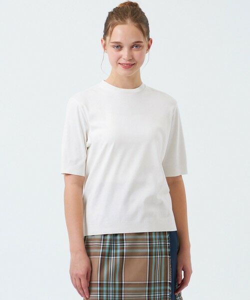 MACKINTOSH PHILOSOPHY/マッキントッシュ フィロソフィー ハイゲージクルーネックニットT オフホワイト1 38 MACKINTOSH PHILOSOPHY/マッキントッシュ フィロソフィー ハイゲージクルーネックニットT オフホワイト1 38
