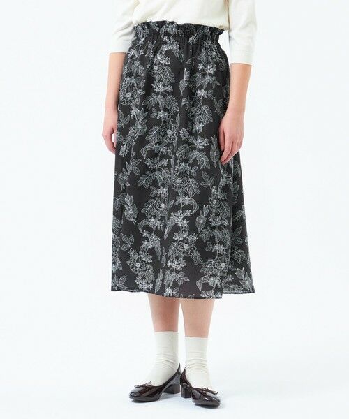 MACKINTOSH PHILOSOPHY/マッキントッシュ フィロソフィー ドローイングフラワーギャザースカート ブラック1 36 MACKINTOSH PHILOSOPHY/マッキントッシュ フィロソフィー ドローイングフラワーギャザースカート ブラック1 36