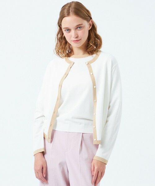 MACKINTOSH PHILOSOPHY/マッキントッシュ フィロソフィー バイカラートリムクルーネックカーディガン オフホワイト1 36 MACKINTOSH PHILOSOPHY/マッキントッシュ フィロソフィー バイカラートリムクルーネックカーディガン オフホワイト1 36
