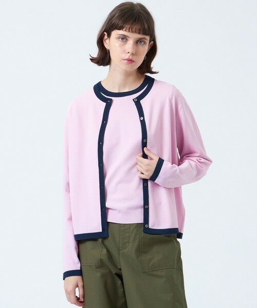 MACKINTOSH PHILOSOPHY/マッキントッシュ フィロソフィー バイカラートリムクルーネックカーディガン レッド2 38 MACKINTOSH PHILOSOPHY/マッキントッシュ フィロソフィー バイカラートリムクルーネックカーディガン レッド2 38