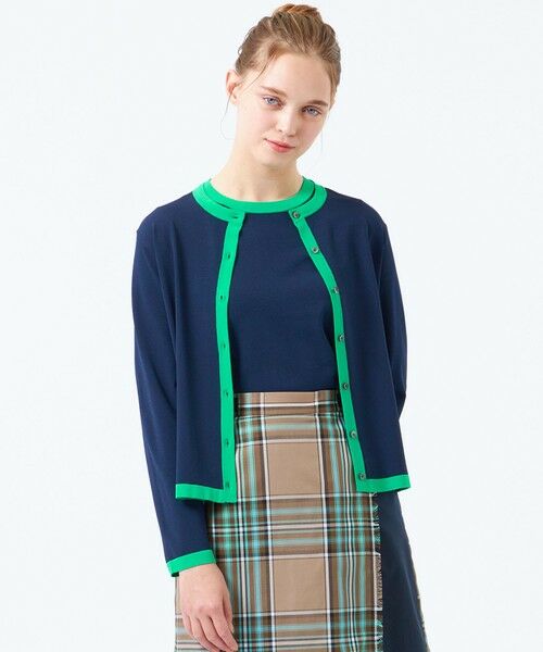 MACKINTOSH PHILOSOPHY/マッキントッシュ フィロソフィー バイカラートリムクルーネックカーディガン ネイビー3 38 MACKINTOSH PHILOSOPHY/マッキントッシュ フィロソフィー バイカラートリムクルーネックカーディガン ネイビー3 38